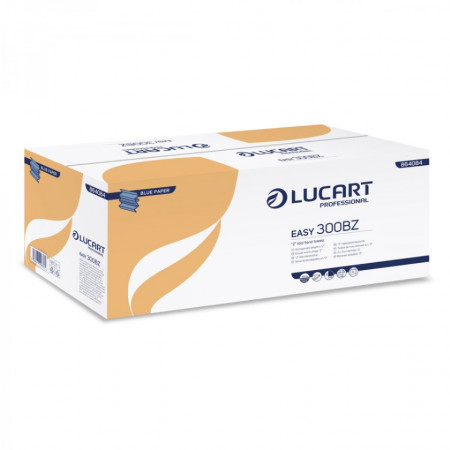 Lucart Easy 300ZB Blue 1 Ply Z-Fold Hand Towels - Box 3000
