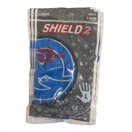 Shield GR03 Blue Household Rubber Gloves S - Pack 12 Pairs